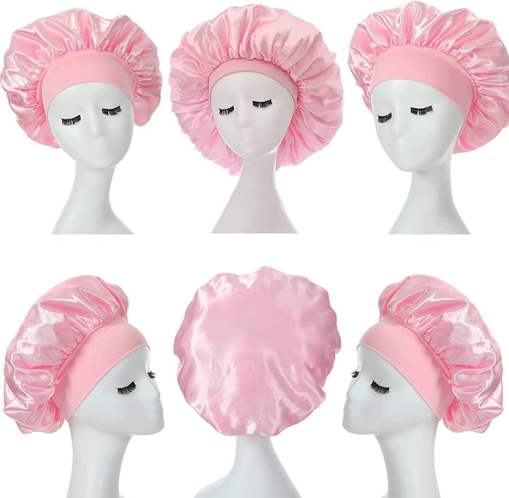 Satin Bonnet, Night Sleep Caps with Wide Elastic Band, Silk Wrap, Soft Head Cover Sleeping Hat for Women and Girls Curly Hair