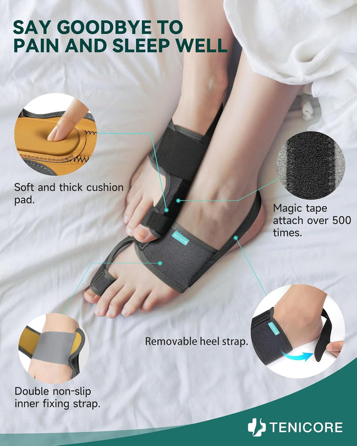 1 Pair Bunion Corrector Big Toe Straightener - Adjustable Bunion Splint with 2 Angle Bar, Bunion Toe Separator with Double Non-Slip Strap for Day Night Support - for Women & Men