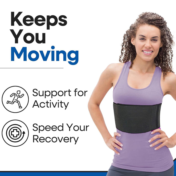 Rib Brace Chest Binder | Rib Belt to Reduce Rib Cage Pain | Chest Compression Support for Rib Muscle Injuries, Bruised Ribs | Breathable Chest Wrap Rib Brace for Women Men (Large/Xl - Black - 44 Inch)