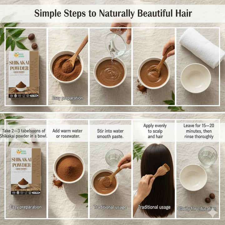 Pure Shikakai Powder 150G / 5.5Oz 100% Pure Acacia Concinna Fruit Pods Powder - Natural Hair Cleanser & Conditioner