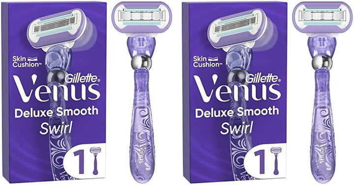 Extra Smooth Swirl Women’S Razor, 3 Refill Razor Cartridges, Pivoting Reusable Handle and Shower Holder