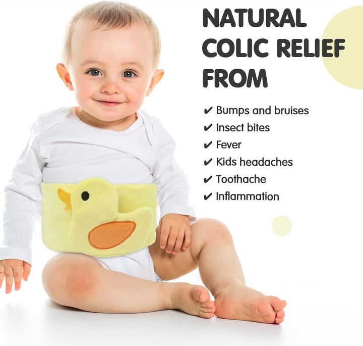 Baby Colic Relief, Reusable Heated Tummy Wrap for Newborns, Belly Relief by Soothing Warmth, Baby Heating Pad Swaddling Belt for Gas Relief, Upset Stomach, Baby Reflux - Yellow Duck