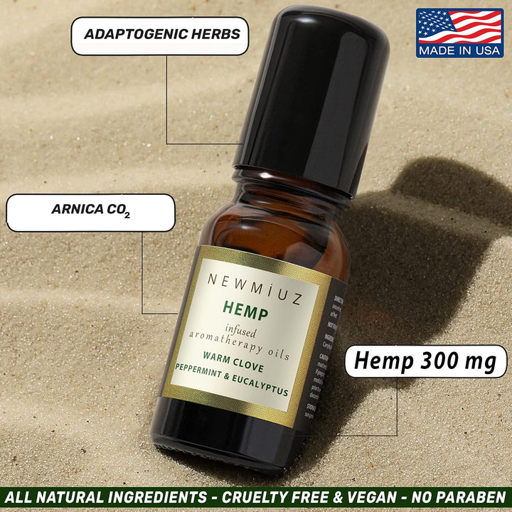 Migraine Stick Headache Roll on 300Mg Hemp Peppermint Eucalyptus Clove & Arnica Aromatherapy Grade Essential Oils for Eaze Head Destress Gifts for Women Perfect Stocking Stuffers