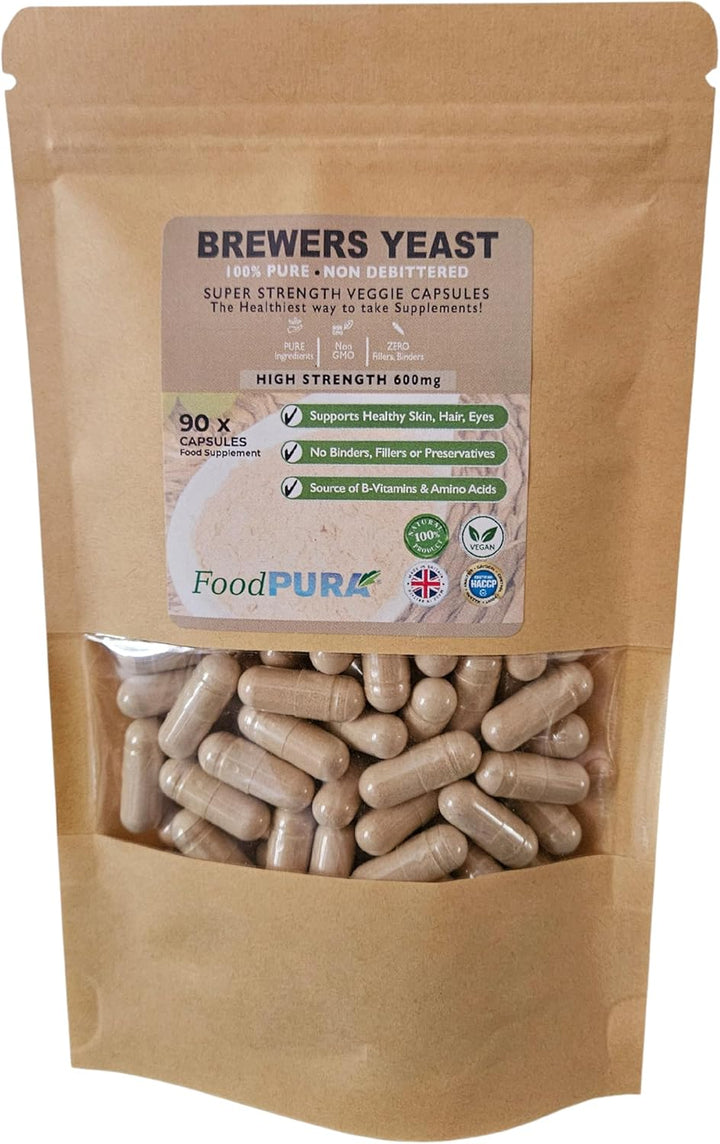 90 X 600Mg Brewers Yeast Capsules 100% Pure & Natural Not Debittered HACCP Certified Manufactured in the UK (90)