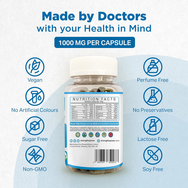 Natural Thyroxine, Thyroid Support Supplement for Better Mood and Energy, Hormone Balance for Women and Men, Rich in Maca Root, Kelp, Ashwagandha and Brazil Nuts, 1000Mg, 60 Capsules