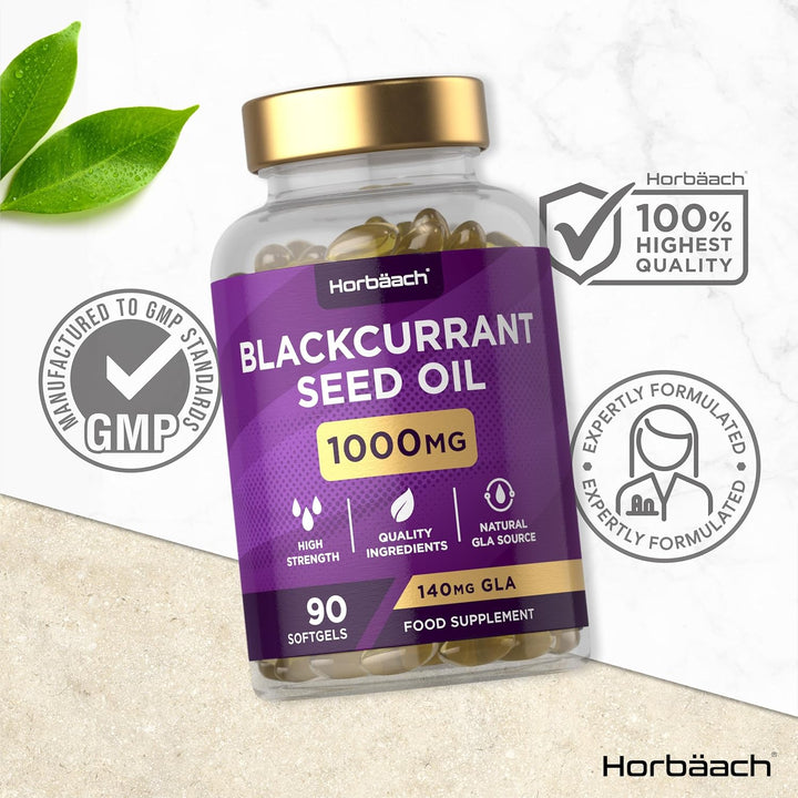 Blackcurrant Seed Oil 1000Mg | 90 Softgel Capsules | Natural Source of GLA | High Strength Blackcurrant Supplement |
