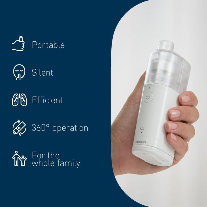 Microair U100 Portable Mesh Nebuliser - Silent, Handheld Electric Nebuliser Machine for Both Adults and Kids to Treat Respiratory Conditions - Travel Nebuliser