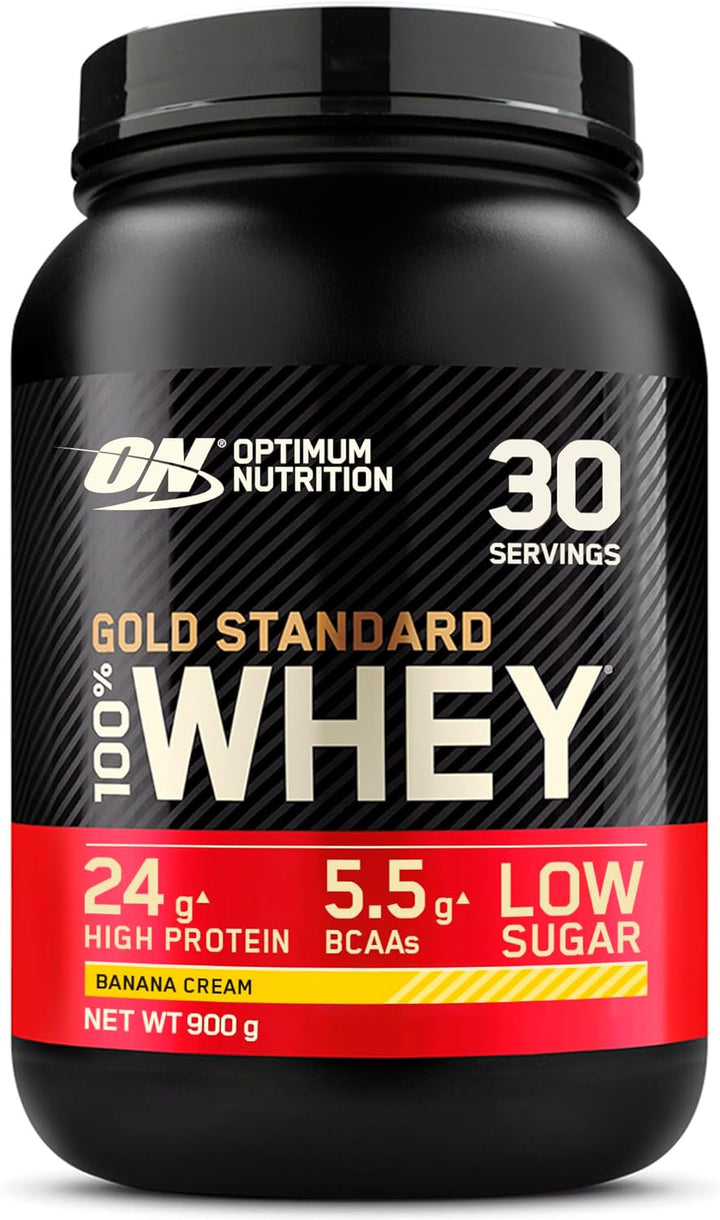 Gold Standard Whey Protein Powder Muscle Building Supplements with Glutamine and Amino Acids, French Vanilla Creme, 30 Servings, 900 G, Packaging May Vary, 891 - 908 G