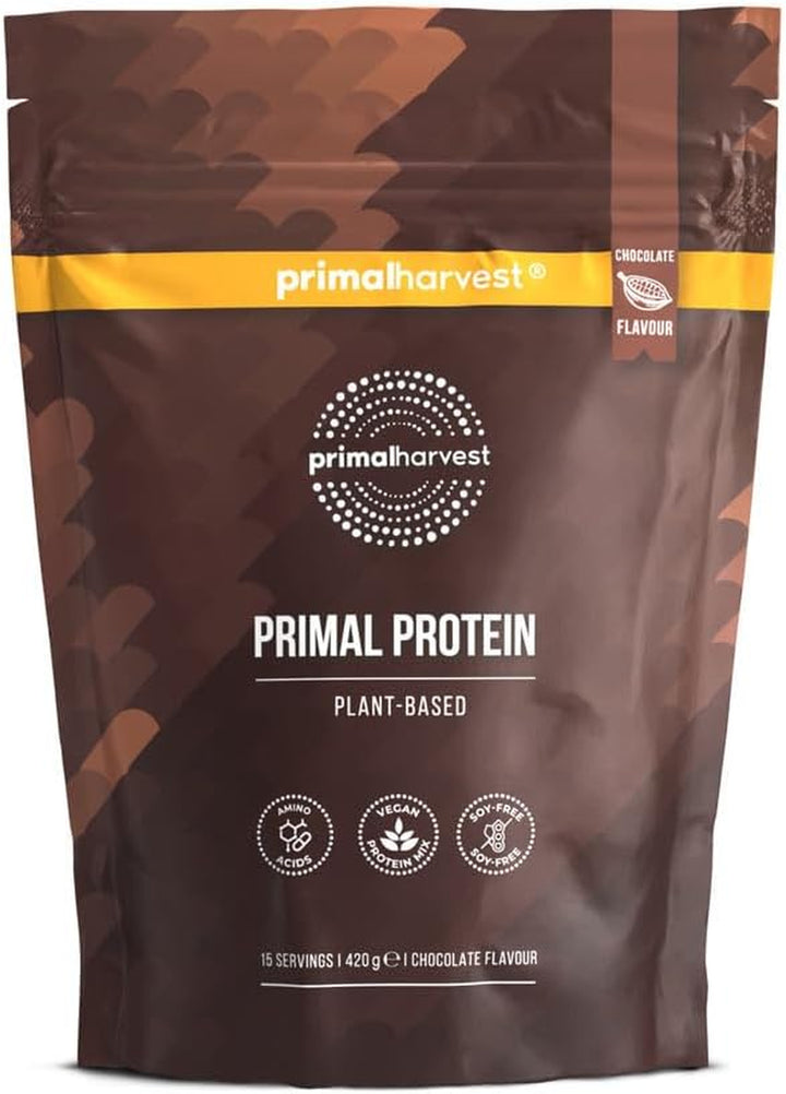 Primal Protein Vegan Powder 20G Plant-Based Protein from Fava Bean, Chickpea & Rice. Chocolate Flavour, Gluten-Free, Dairy-Free, Made in DE (1 Bag (15 Servings), Chocolate)