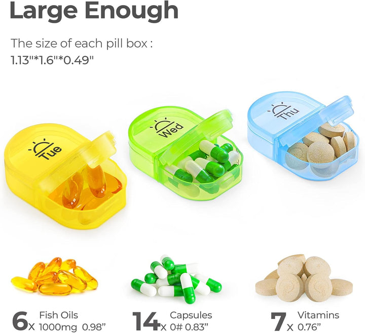 Pink PU Leather Bag Pill Boxes 7 Day 2 Times a Day, Large AM/PM Pill Box Organiser with Portable Zipper Leather Bag for Holding Supplements, Vitamins and Fish Oils