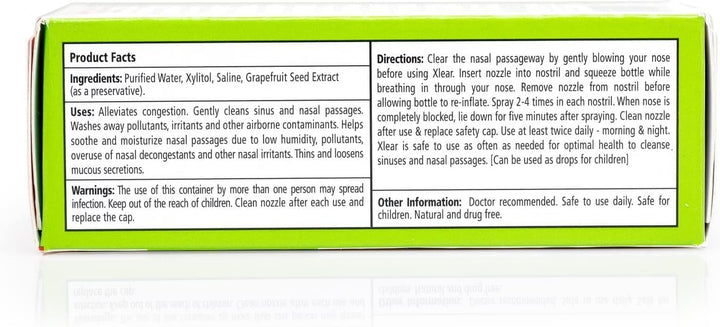 Natural Saline Nasal Spray with Xylitol, Nose Moisturizer for Kids and Adults, 0.75 Fl Oz (Pack of 1)