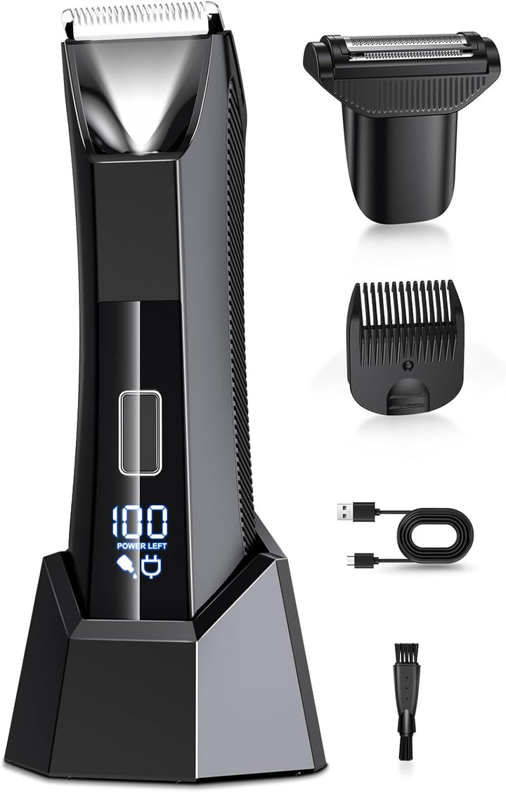Manscape Body Trimmer Men 3 in 1, Pubic & Ball Trimmer Man IPX7 Waterproof, Rechargeable Body Shavers for Men with 2 Combs, Painless Nose Hairs Trimmer for Man,Wet & Dry