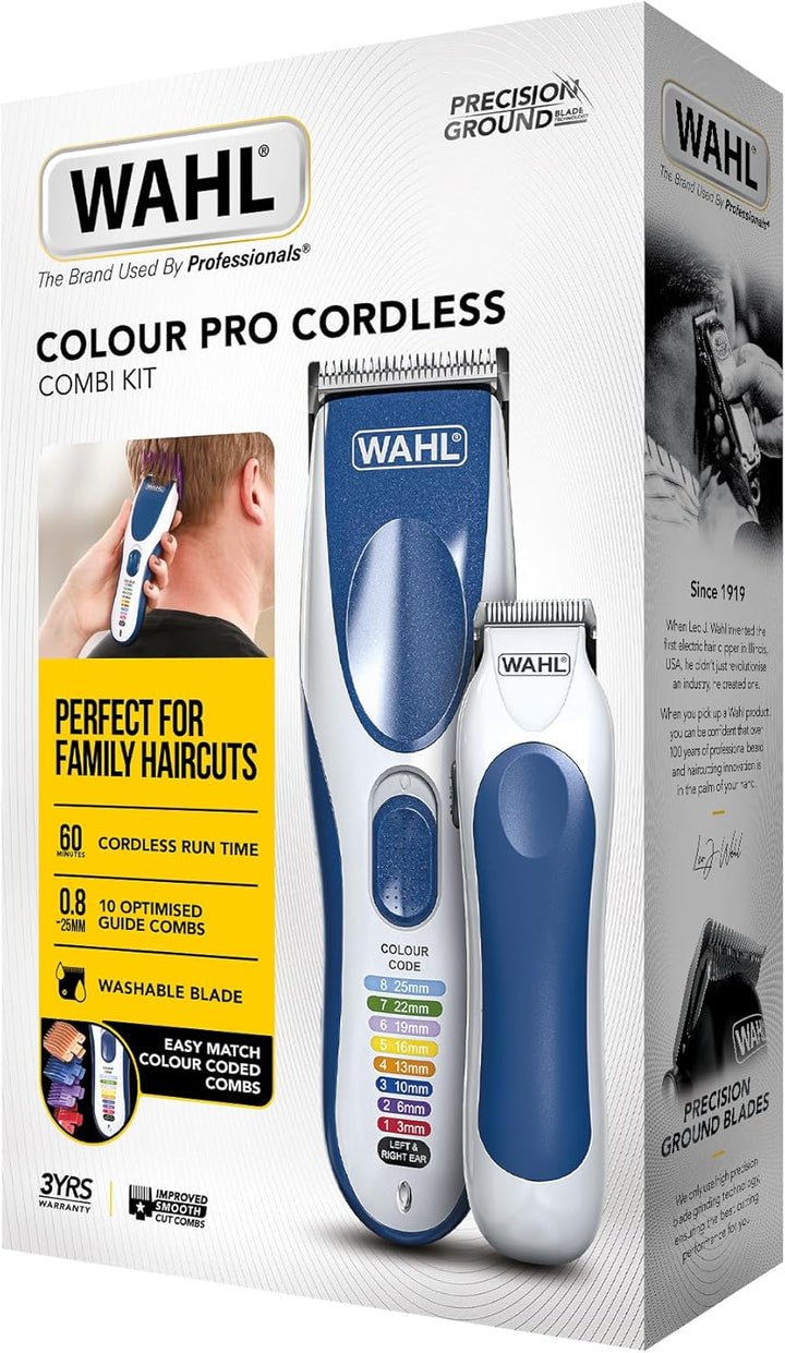 Colour Pro Cordless Combi Haircutting Kit, Hair Clipper & Trimmer for Full Haircuts, Rechargeable, Long Life Hair Clipper & Battery Powered Trimmer, Colour Coded for Easy Clipping, Full Haircuts