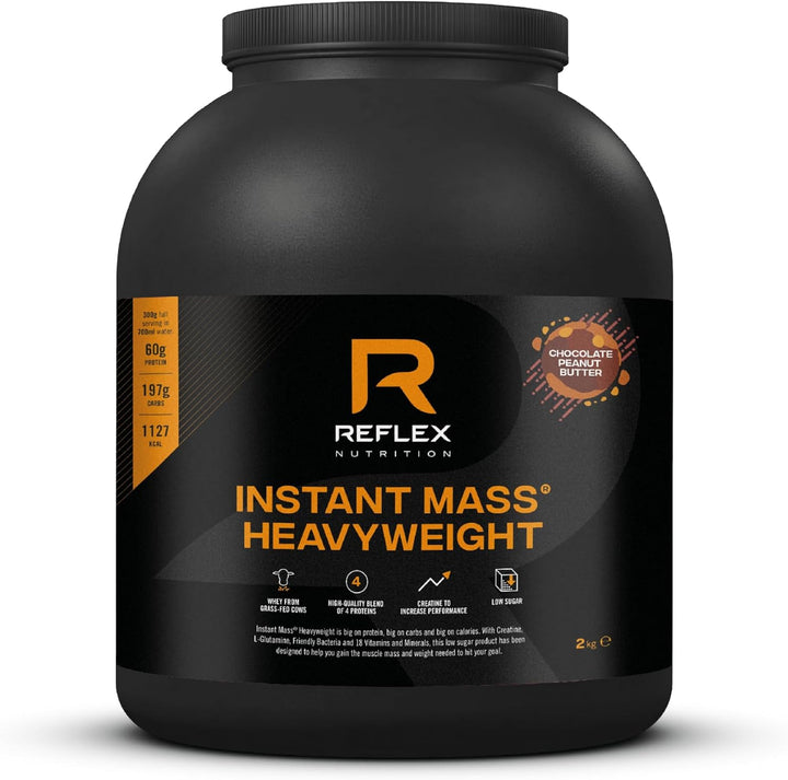 Nutrition Instant Mass Heavyweight - Mass Gainer - over 1000 Kcal per Serving, 60G Protein, Creatine - High Calorie Post Workout or before Bed Protein Shake (Chocolate Perfection, 2 Kg)