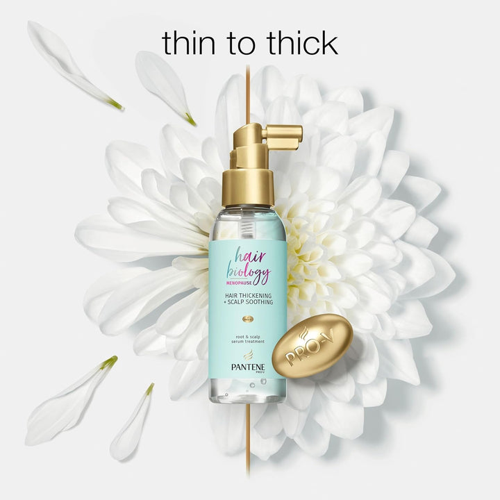 Menopause Hair Serum, Leave-In Thickening Hair Spray & Scalp Treatment, anti Hair Loss, Densifies Thinning Hair, Vitamin B3 & White Tea, Hair Thickening Products for Women, Hair Biology, 100Ml