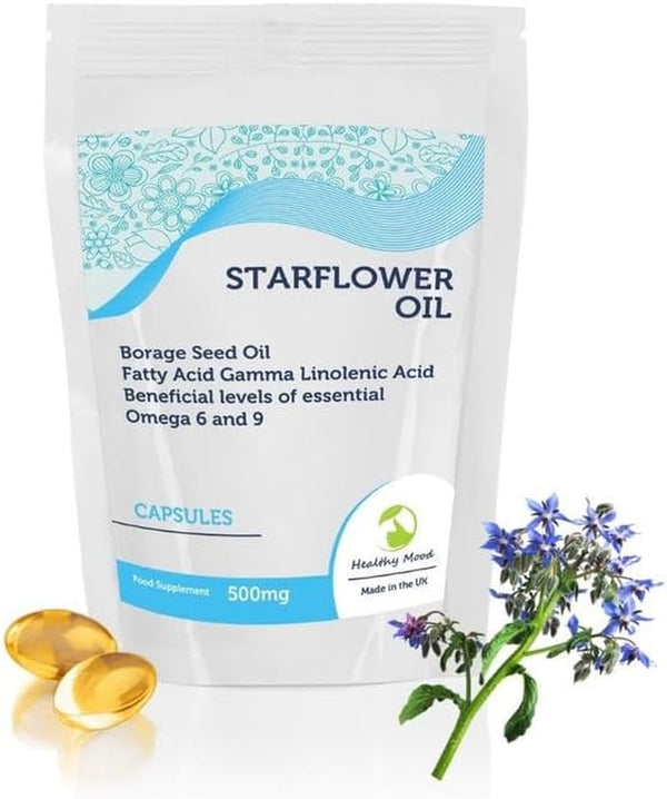 STARFLOWER Oil Borage Seed Oil Linolenic Acid 500Mg GLA 500 Capsules - Letterbox Friendly UK Fast Delivery -