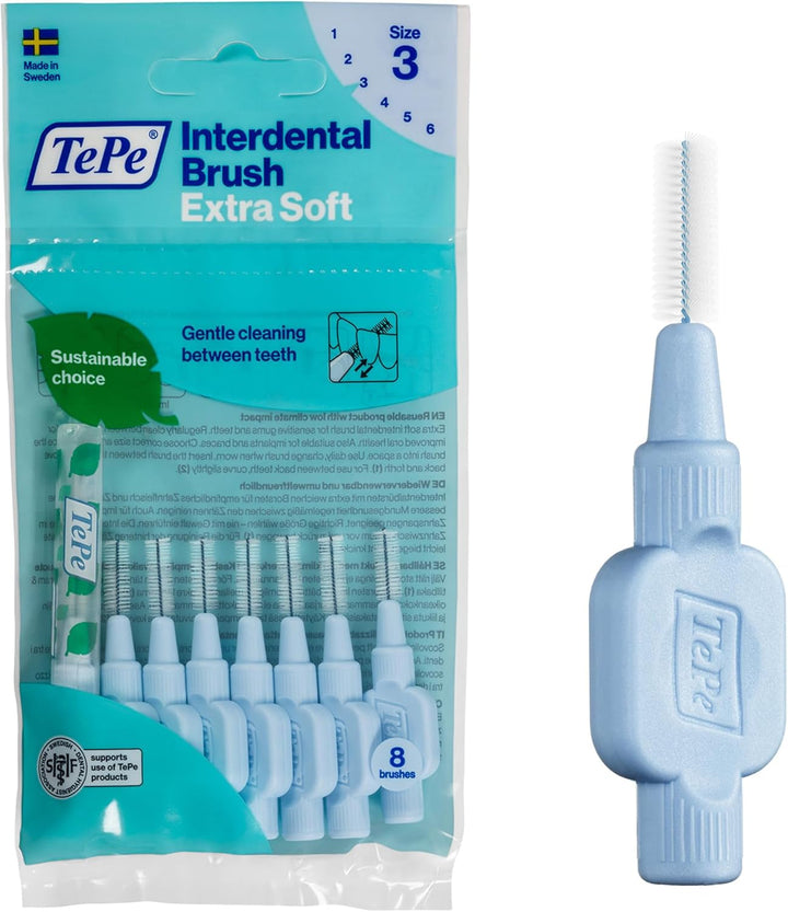 Interdental Brush, Extra Soft, Red, 0.5Mm/Iso 2, 8Pcs, Efficient Cleaning between Teeth, Plaque Remover and Dental Flosser for Narrow Gaps