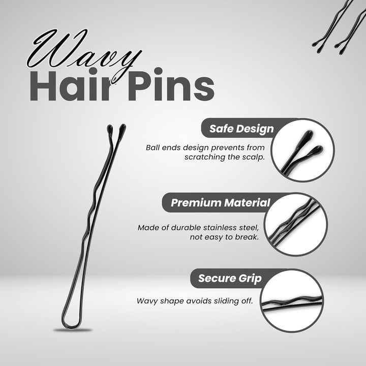 80 Pcs Black Hair Bobby Pins for Thick Hair, 5Cm Long Hair Pins for Women, Pins for Thick & Strong Hair, Kirby Grips, Curby Grips