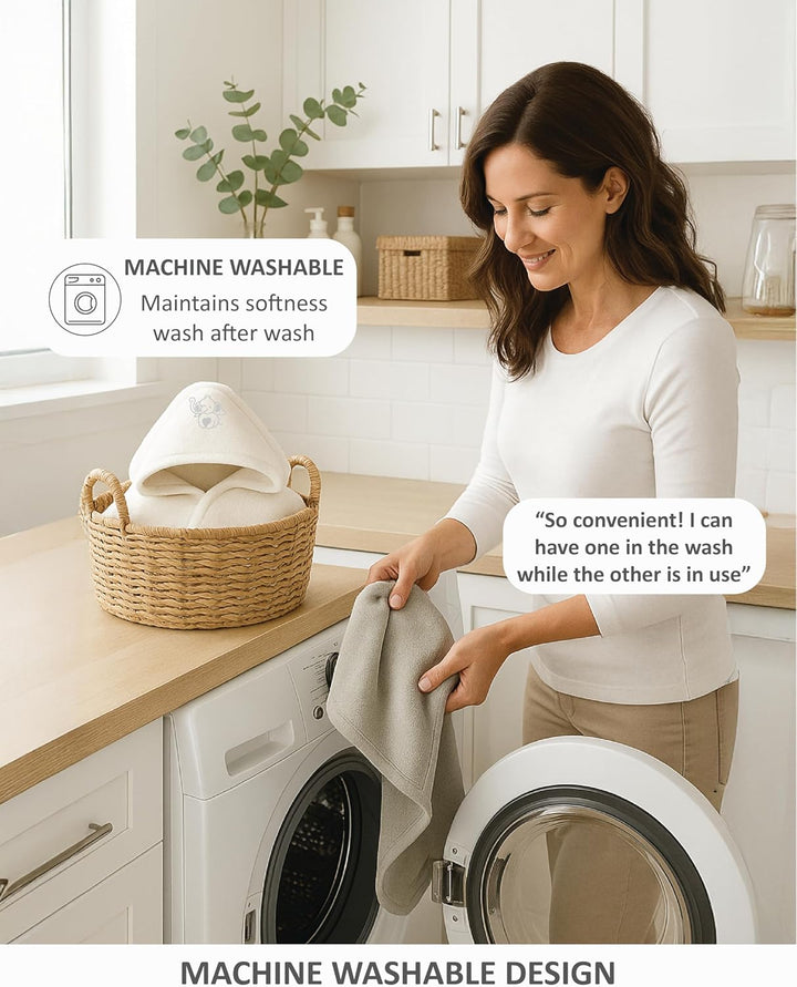 Newborn Essentials 100% Cotton Embroidered Hooded Baby Towel 70 X 70Cm for Baby Boys and Girls 0-24 Months (2-Packs)