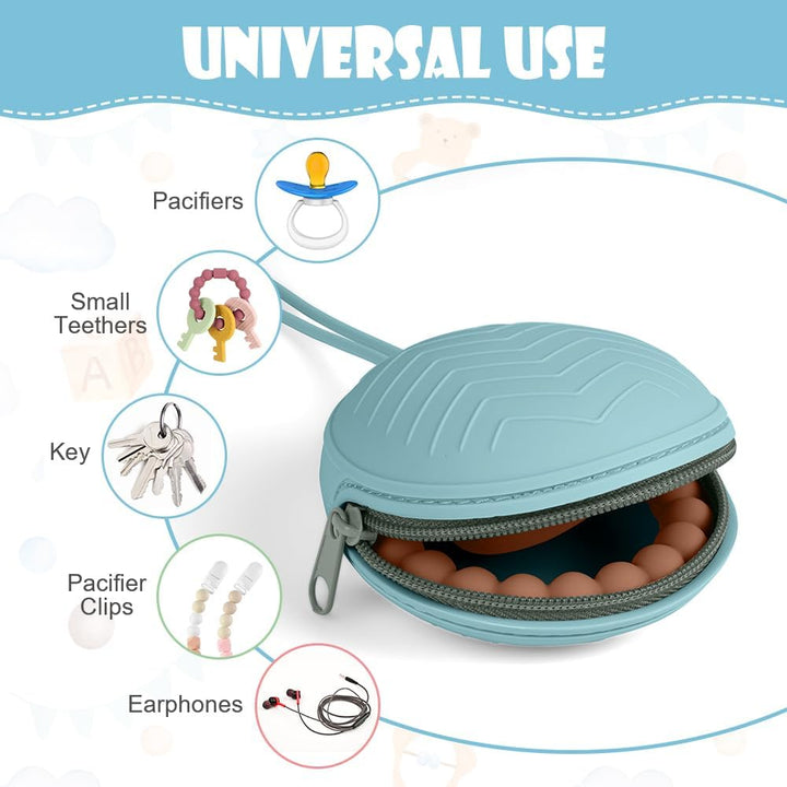 Dummy Holder Set, 2PCS Silicone Dummy Case, Portable Soother Pods for Travel, Home (Green/Blue)