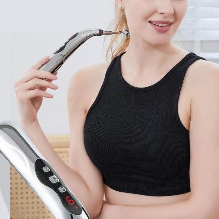 Electronic Acupuncture Pen 9 Gears USB Rechargeable Acupuncture Pen for Pain Relief Vibrating Pen with 5 Massage Heads for Pain Gone Relief Pain Relief Pen111