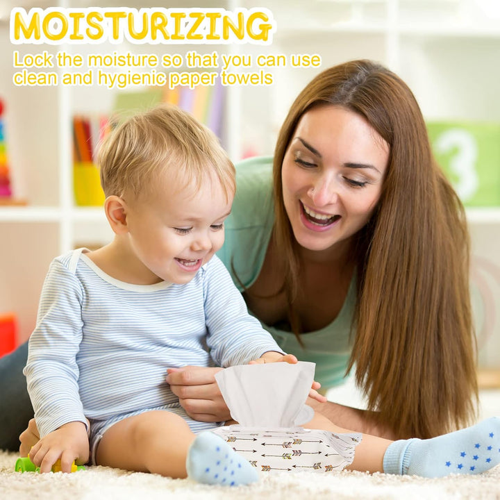 4 Pack Wet Wipe Pouch, Extra Large 10" X 6" Reusable Baby Wipe Case Refillable Wipes Dispenser Travel Container Wipes Bag for Baby and Adult (Colorful)