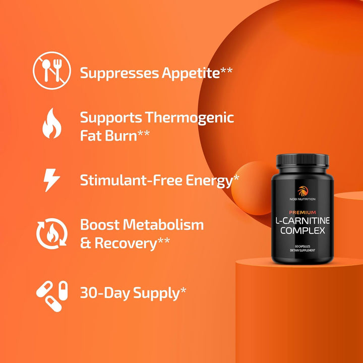 L Carnitine 1100Mg | Performance, Fitness, Energy & Metabolism Support Supplement for Men & Women | L-Carnitine L Tartrate Complex to Support Thermogenesis & Weight Management | Vitamin D | 60 Tablets
