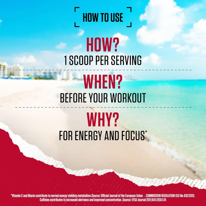 Nutrition N.O.-Xplode Pre Workout Powder Food Supplement, Energy and Focus Booster with Caffeine, Amino Acids, Vitamin C and Zinc, Red Rush Flavour, 50 Servings, 650 G