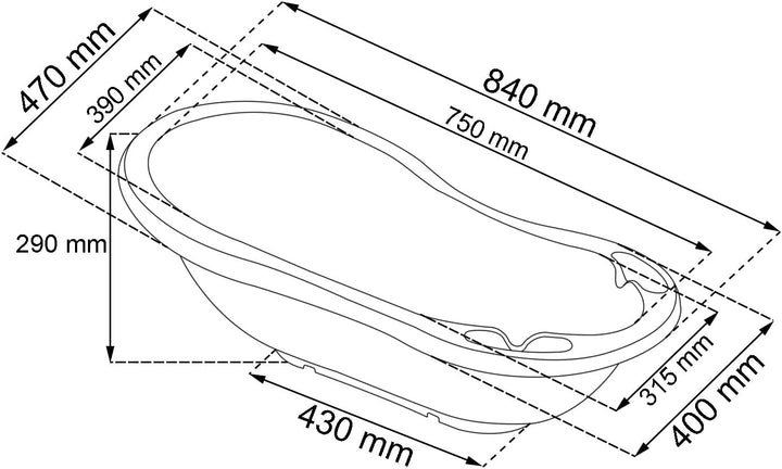 Hippo Ergonomic Baby Bath, from 0 to Approx. 12 Months, 84 Cm, Wiktoria, White