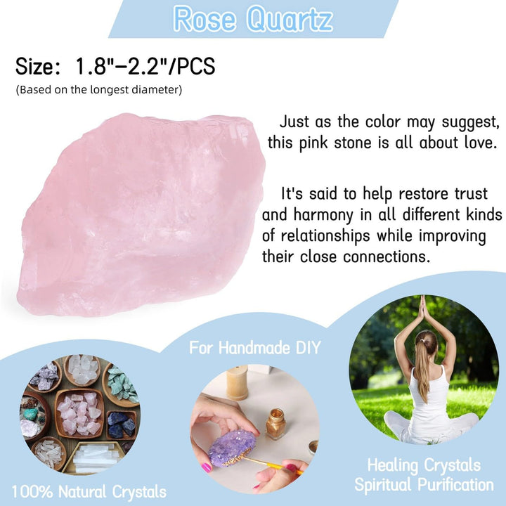 Rose Quartz Crystal,1.77-2.17" Raw Rose Quartz Stone,Natural Pink Raw Healing Crystal Rock Rough Gemstone for Stone Lovers Beginners Collectors,Reiki Gifts for Women