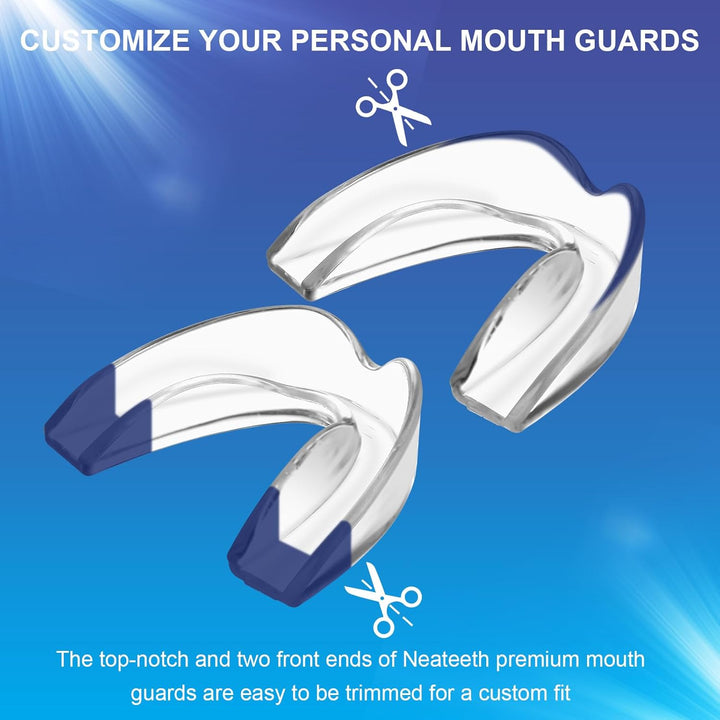 Mouth Guard for Teeth Grinding, Upgraded Night Guards for Sleeping, Pack of 4 Moldable Mouth Guard Stops Bruxism and Teeth Clenching 2 Sizes with a Travel Cases