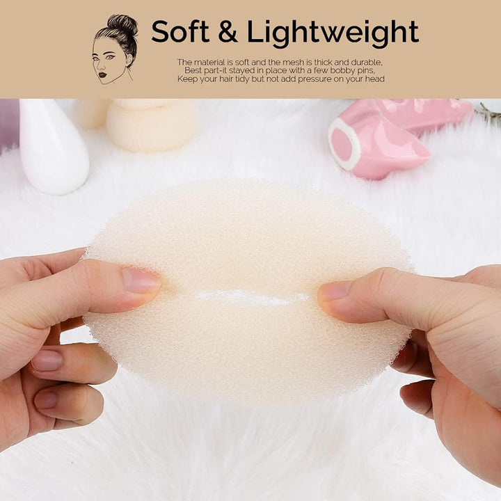 Hair Bun Shaper Set, 4 Size Beige Donut Bun Maker + 20 Golden Bobby Pins for Blonde, Chignon Bun Maker Hair Ring Style Accessories for Dancer Ballet Girls Extra-Large, Large, Medium, Small