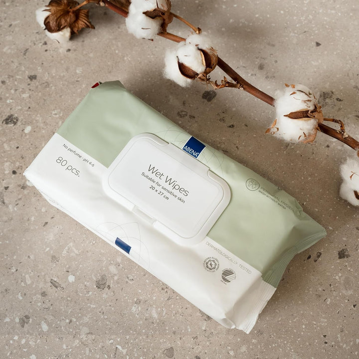 Wet Wipes - Pack of 80 Heavy Duty Incontinence Wipes - Fragrance & Colourant Free, Dermatologically Tested