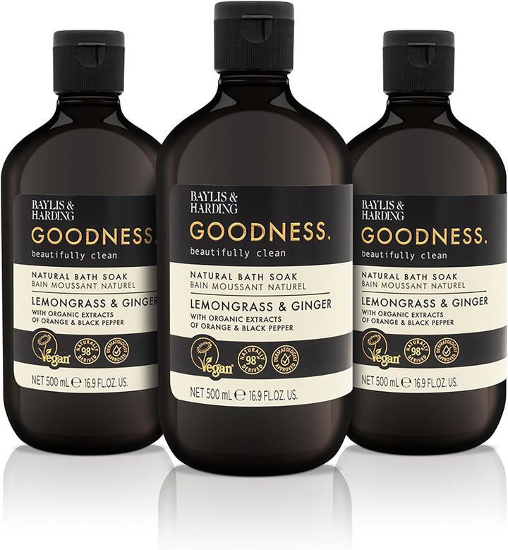 Goodness Lemongrass & Ginger Bath Soak, 500 Ml (Pack of 3) - Vegan Friendly