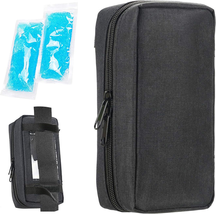 Insulin Cooler Travel Case - Medicine Cool Bag Travel with 2 Ice Packs, Insulin Case for Diabetic Supplies (Black)