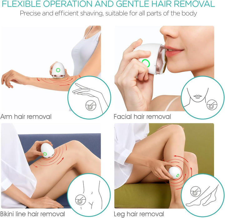 Electric Shaver for Women, Wet and Dry Rotary Razor, Hair Remover for Leg Face Lips Bikini Line, Rechargeable Waterproof and Cordless Trimmer Egg Shape ES300 (Gold)