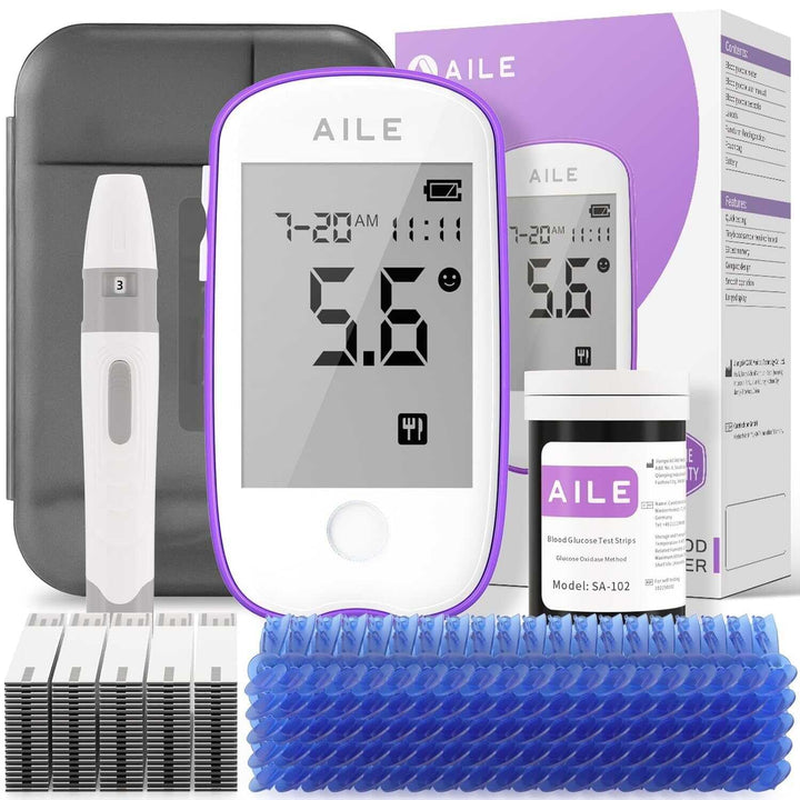 Blood Glucose Test Kit for Diabetes: Blood Sugar Monitor Testing Kits Diabetics Meter for Home Use Test Strips X 50 and Low Pain Lancing Devices X 50 Testing Monitoring 5 Seconds Accurate Machine
