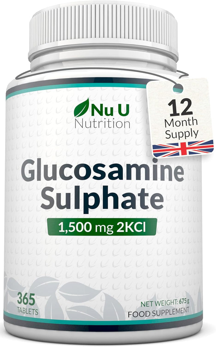 Glucosamine Sulphate 2Kcl 1500Mg - 365 Tablets - 1 Year Supply - High Strength Glucosamine Tablets - Joint Supplements for Men & Women - Made in the UK -
