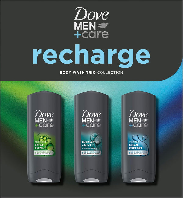 Dove Men+Care Recharge Body Wash Gift Set Trio Collection Perfect Gifts for Him 3 Piece