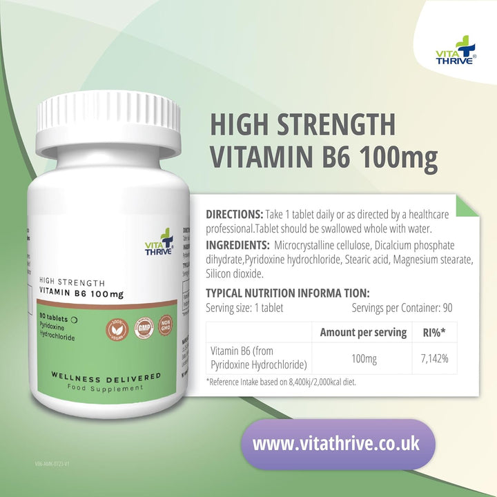 Vitathrive® High Strength Vitamin B6 (Pyridoxine Hydrochloride) 100Mg – 90 Tablets