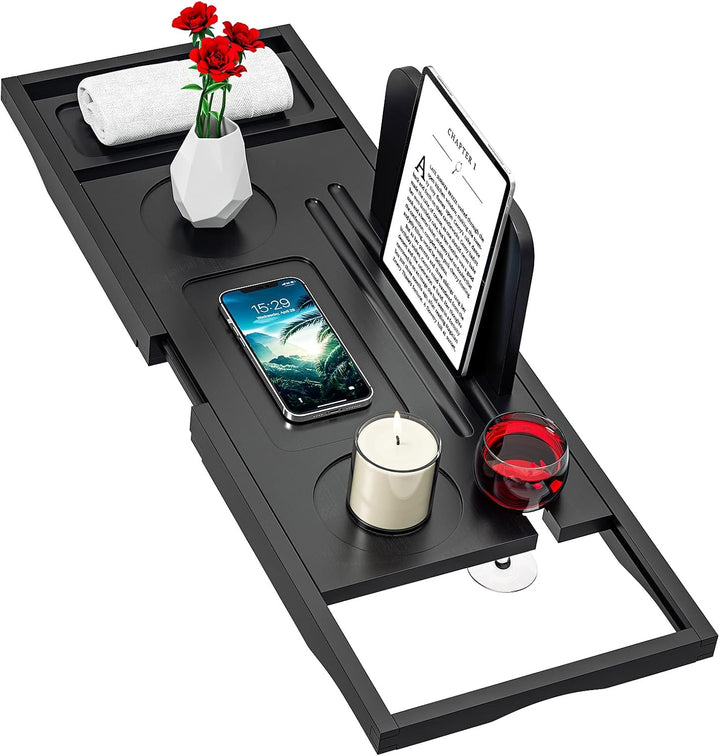Premium Bathtub Tray Caddy - Expandable Bath Tray - Adjustable Bathroom Tray for Tub - Luxury Bath Caddy Tub Table - Unique House Warming Gifts New Home