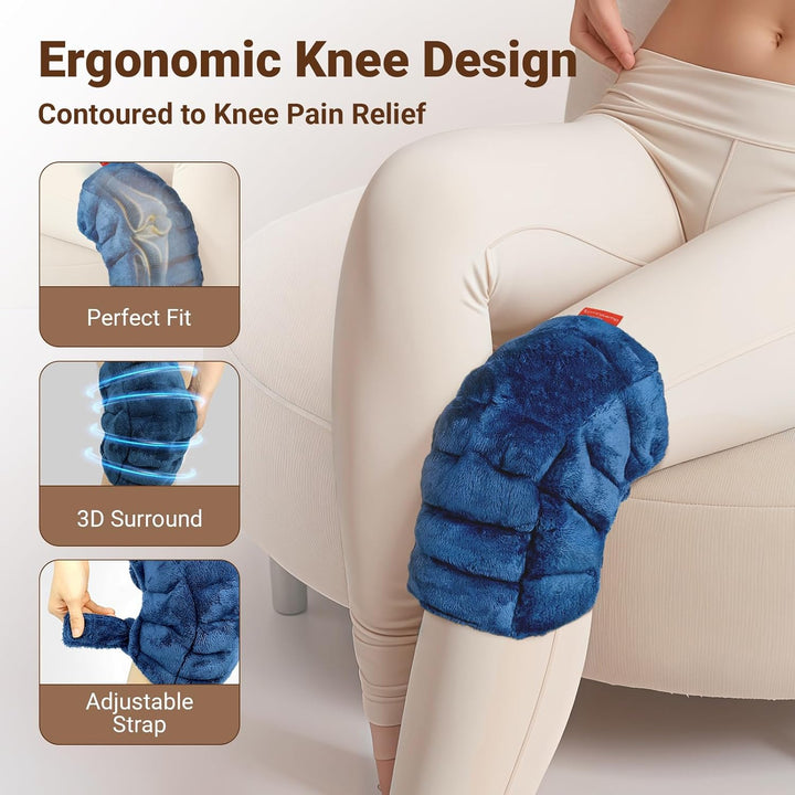 Microwave Heat Pad for Knee Pain, Microwavable Heated Knee Wrap for Muscle Relief, Microwave Wheat Bags with Moist Heat Therapy for Injuries, Knee Warmer for Joint Discomfort & Stiff, 1 Pack