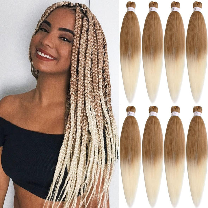 3 Packs Pre Stretched Braiding Hair Extension Yaki Texture EZ Braids Hair for Coi Leray Braids Black Braiding Crochet Hair Extensions /30 Inch 1B#