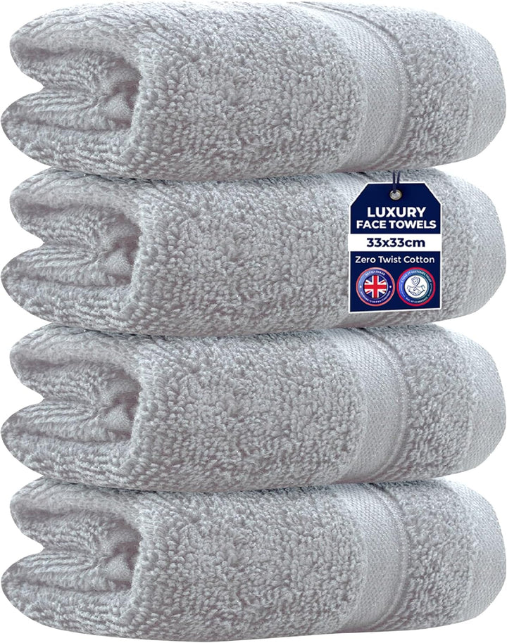 4 Packs Zero Twist Face Cloths 33X33Cm - 100% Cotton Washcloths Absorbent & Super Soft Hotel Quality Towels | Oeko-Tex Certified (4, Plum Purple)