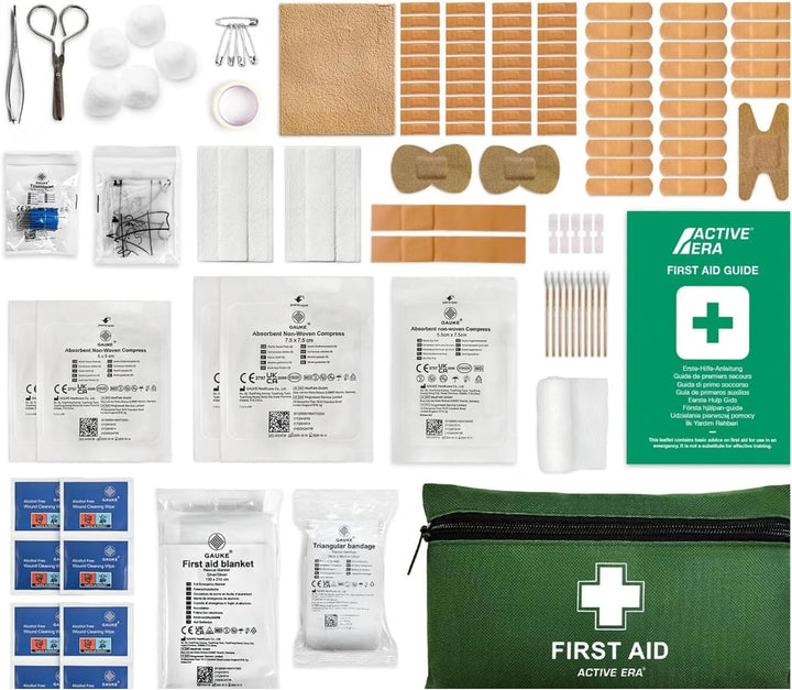 220 Piece Premium First Aid Kit Bag - Includes Eyewash, 2 X Cold (Ice) Packs and Emergency Blanket for Home, Office, Car, Caravan, Workplace, Travel and Sports