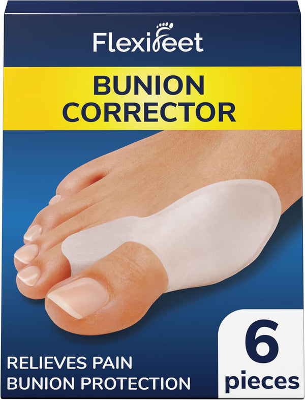Bunion Corrector Big Toe Straigthener 6Pcs Straighteners for Bent Toes, Separators for Overlapping Toes, Spacers for Women & Men, 0% BPA, Silicone, One-Size