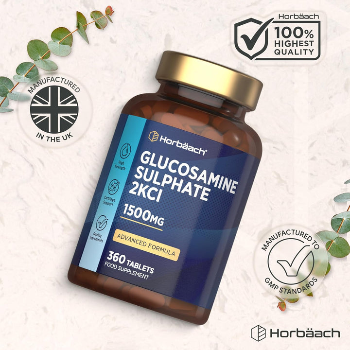 Glucosamine Sulphate 1500Mg | 360 Tablets | High Strength Glucosamine 2Kcl Supplement | by