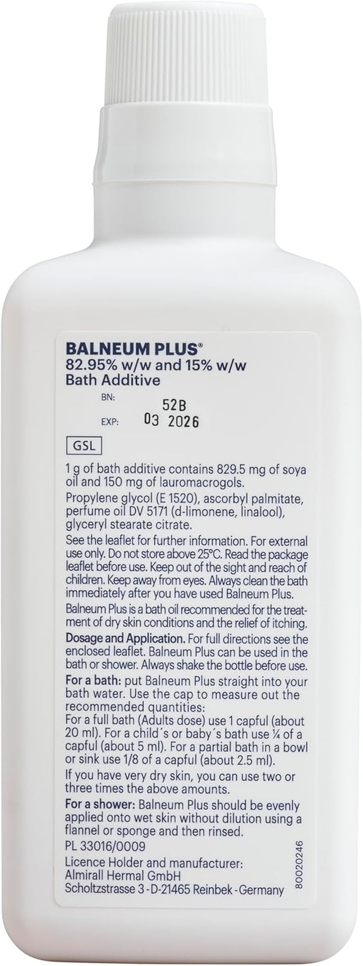 plus Bath Additive - Bath Oil with Lauromacrogols & SOYA Oil for Intensive Hydration, Softening & Soothing of Itchy & Dry Skin, Relaxing Bath Soak for Women & Men, 500Ml (Packing May Vary)