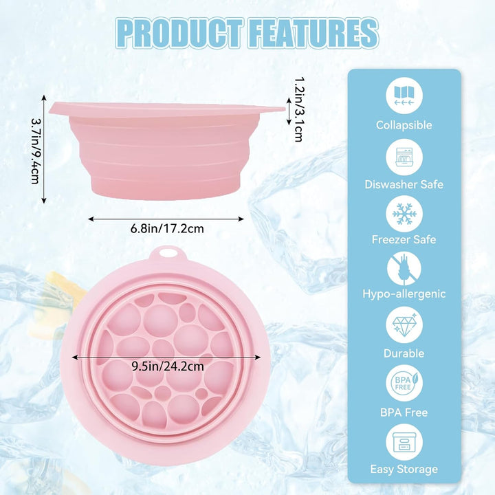 2PCS Face Ice Bowl, Ice Bowl for Face Bath, Foldable Portable Wash Basin with Built-In Icetray, Quick Cooling for Puffiness Relief, Soothe Skin, Bathroom Accessories, Facial Bowls for Home Travel Use