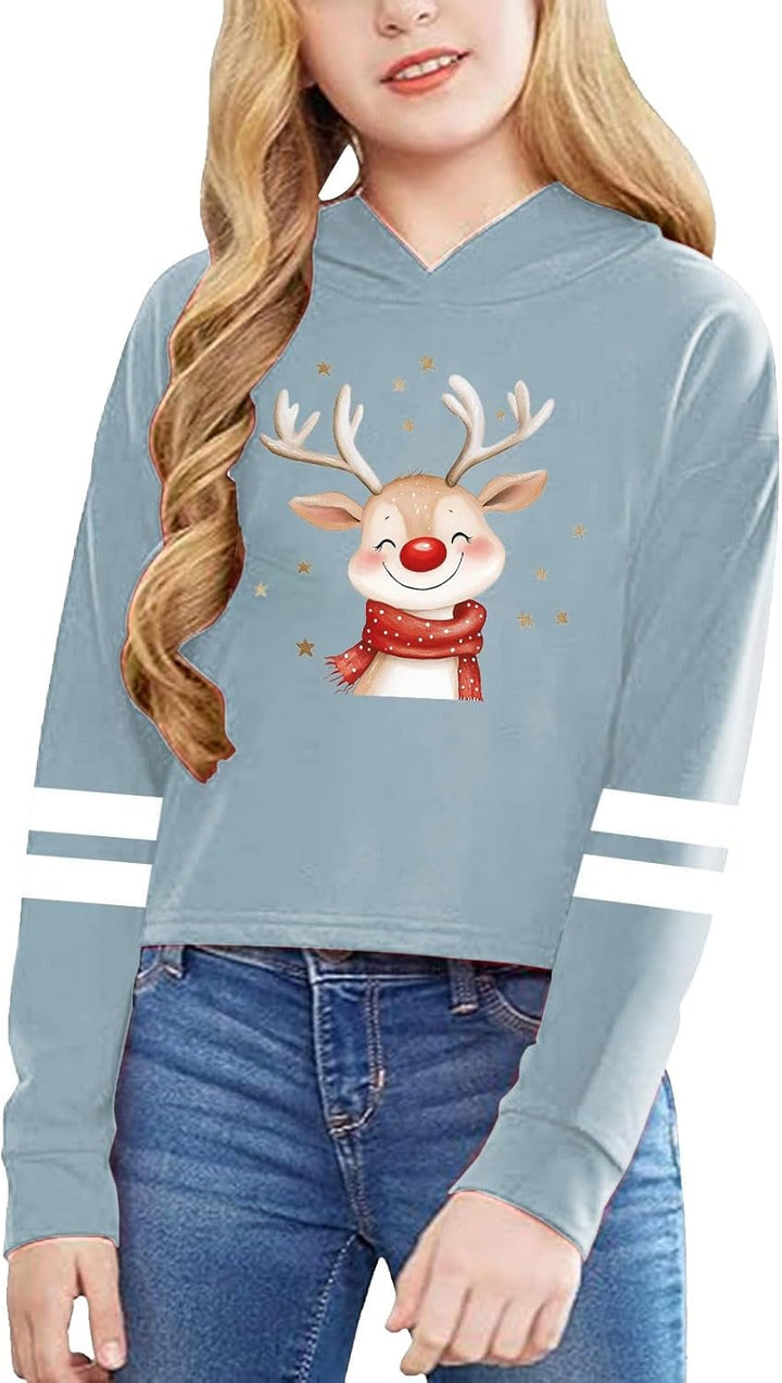 Hoodies for Girls Graphic Letter Print Pullovers Tops Long Sleeve Casual Soft Pullover Christmas Bags